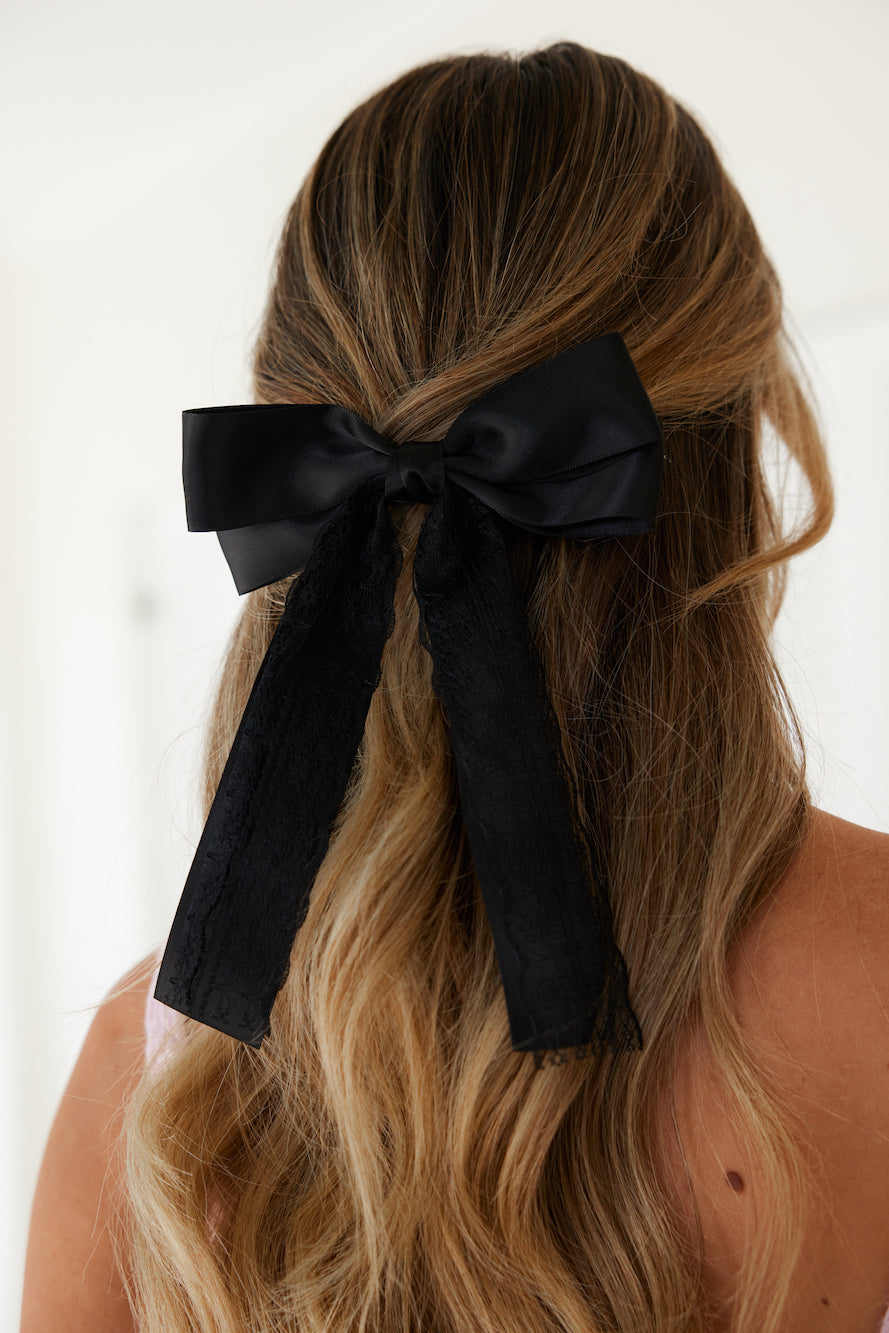Dainty Bow Hair Clip Black