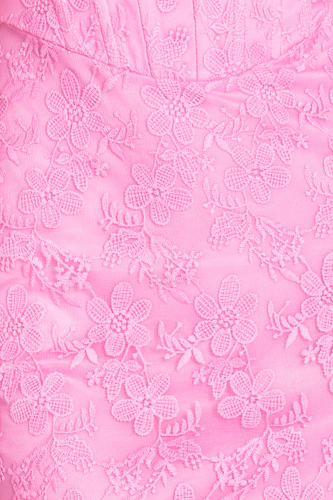Luxe Castle Lace Mini Dress Pink