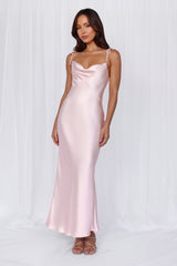 HELLO MOLLY The Penelope Cowl Satin Maxi Dress Pink