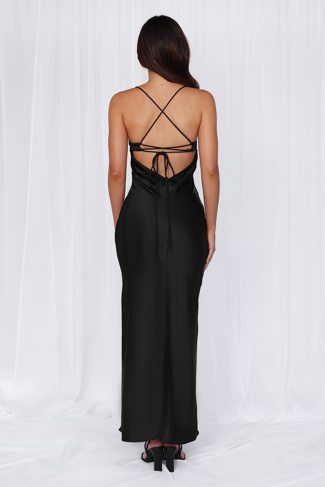 HELLO MOLLY The Samara Satin Maxi Dress Black
