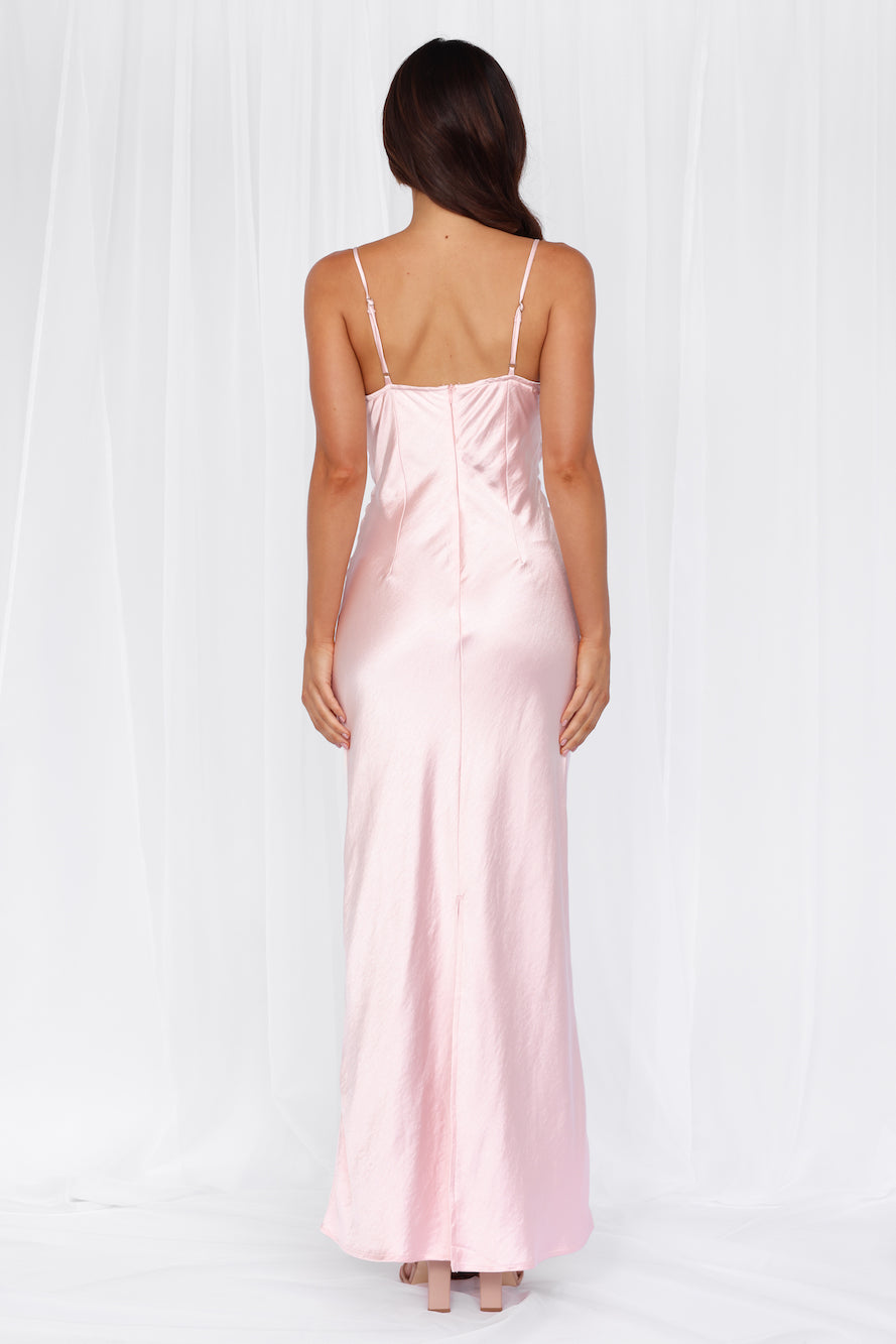 HELLO MOLLY The Madeline Cowl Satin Maxi Dress Pink