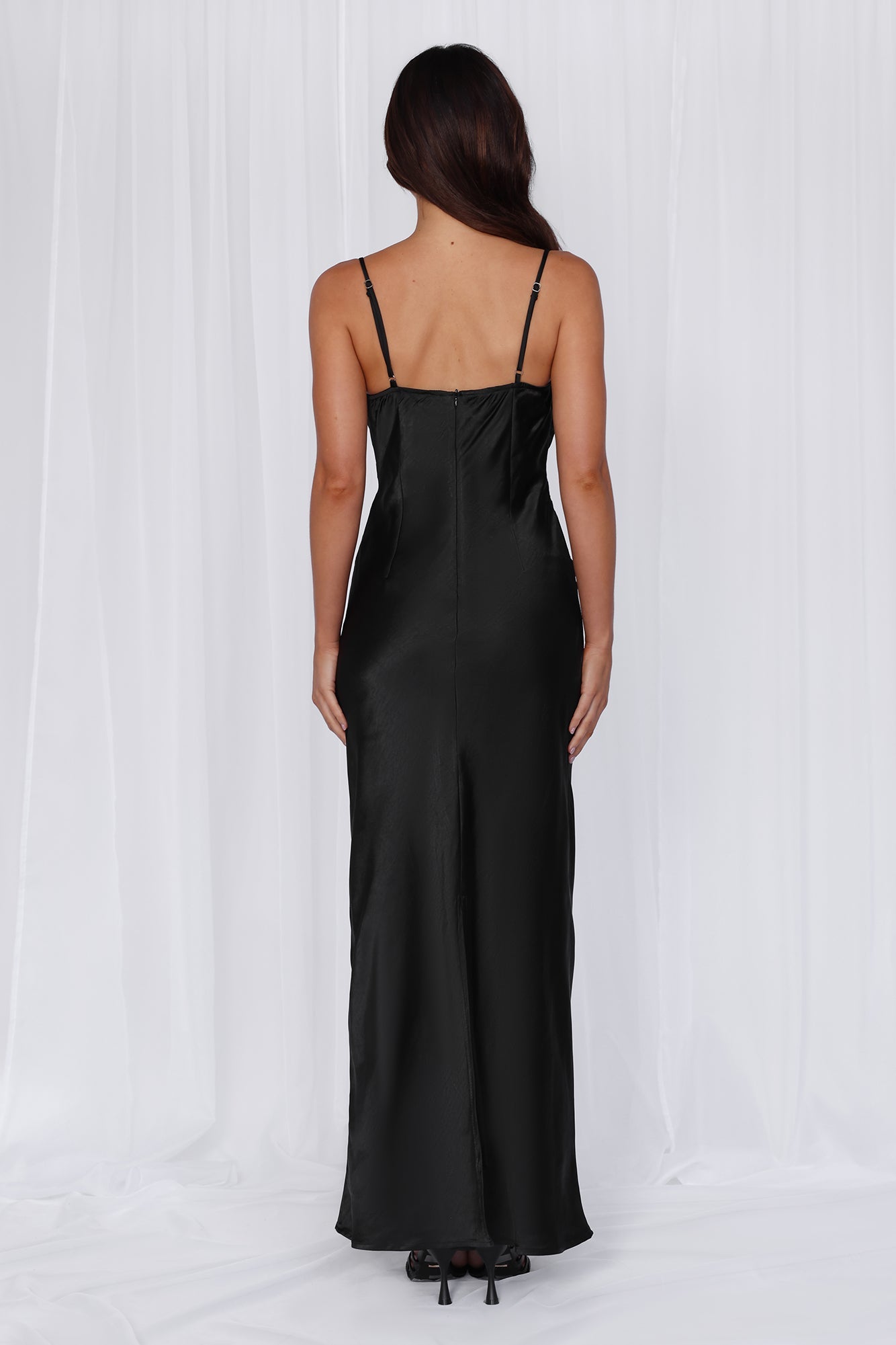 HELLO MOLLY The Madeline Cowl Satin Maxi Dress Black