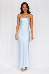 HELLO MOLLY The Felicity Strapless Satin Maxi Dress Blue