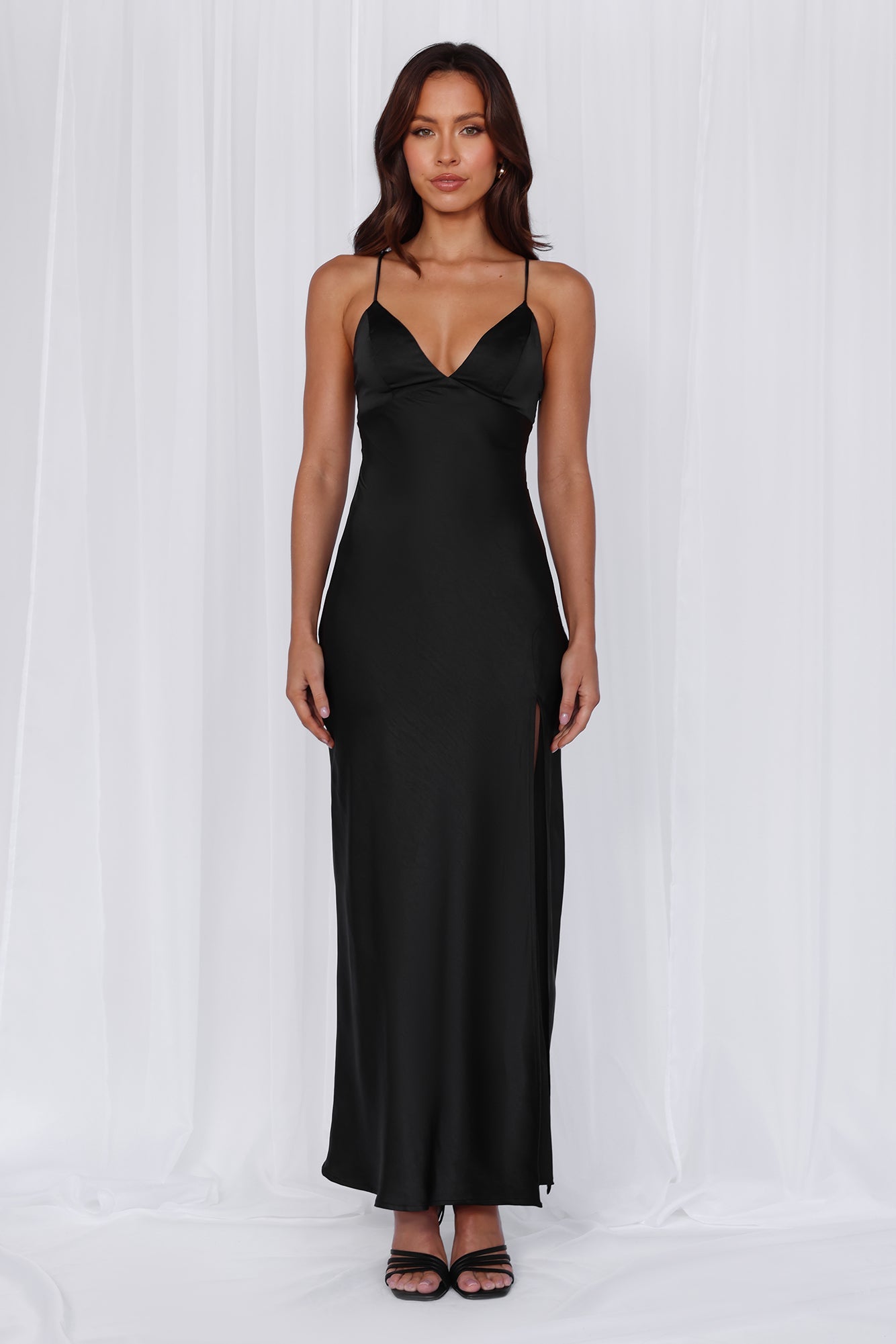 HELLO MOLLY The Sophia Satin Maxi Dress Black