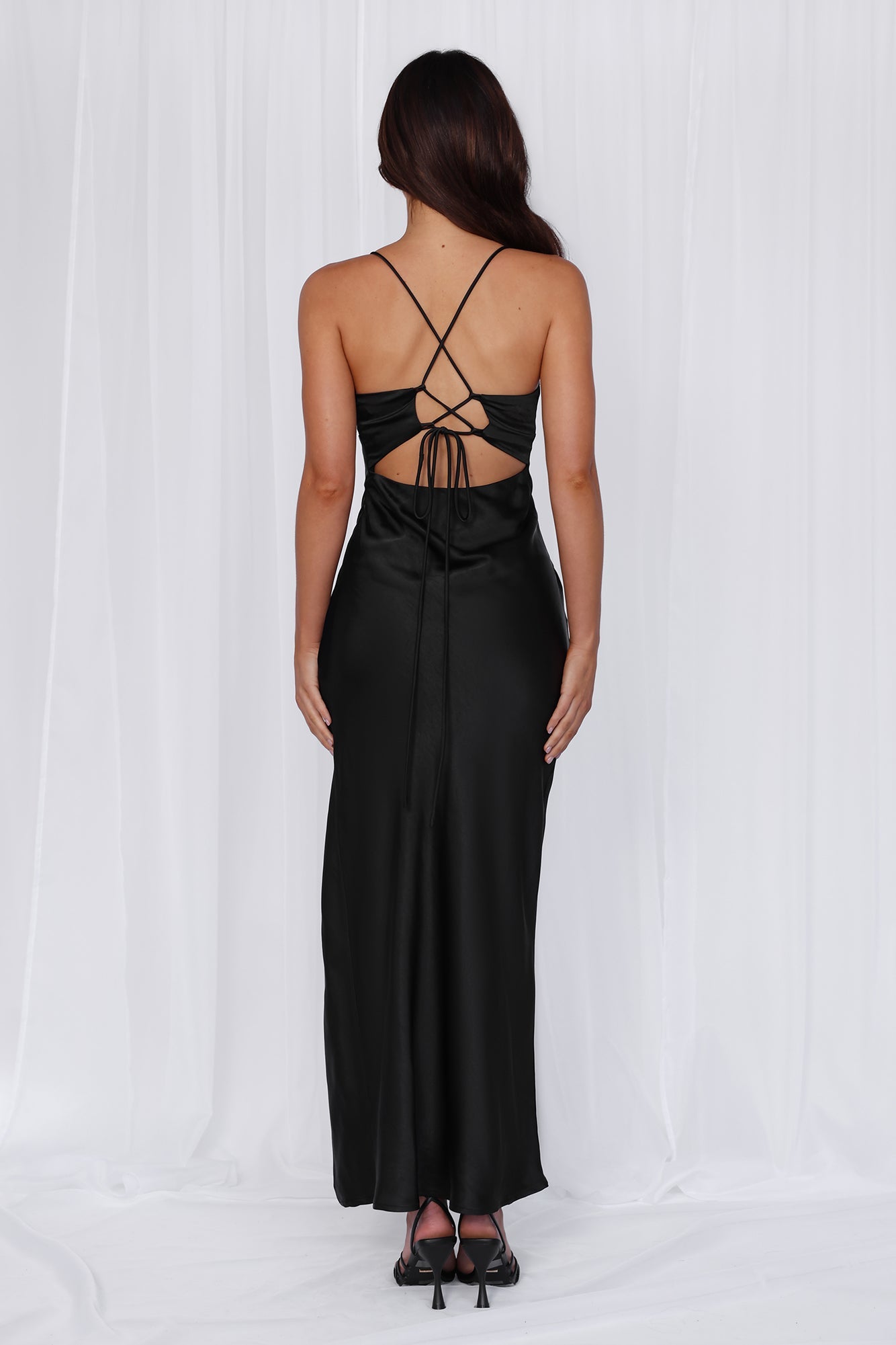 HELLO MOLLY The Sophia Satin Maxi Dress Black