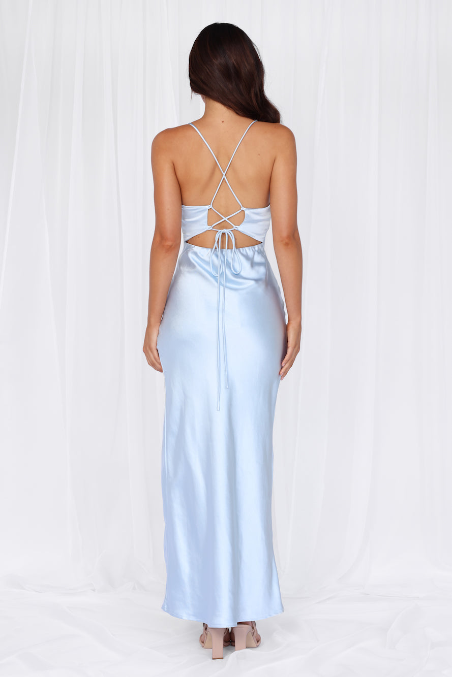 HELLO MOLLY The Sophia Satin Maxi Dress Blue