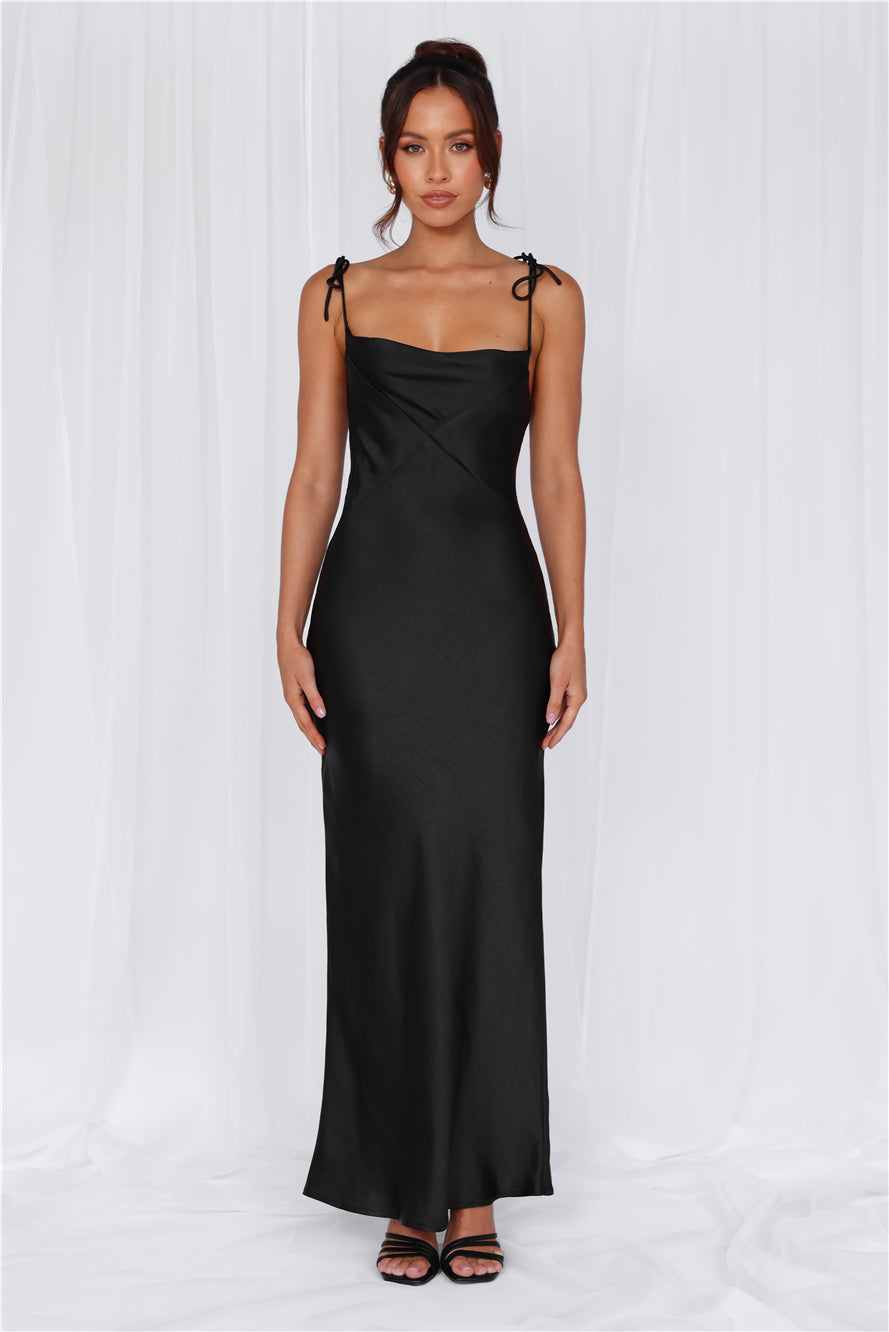 HELLO MOLLY The Penelope Cowl Satin Maxi Dress Black