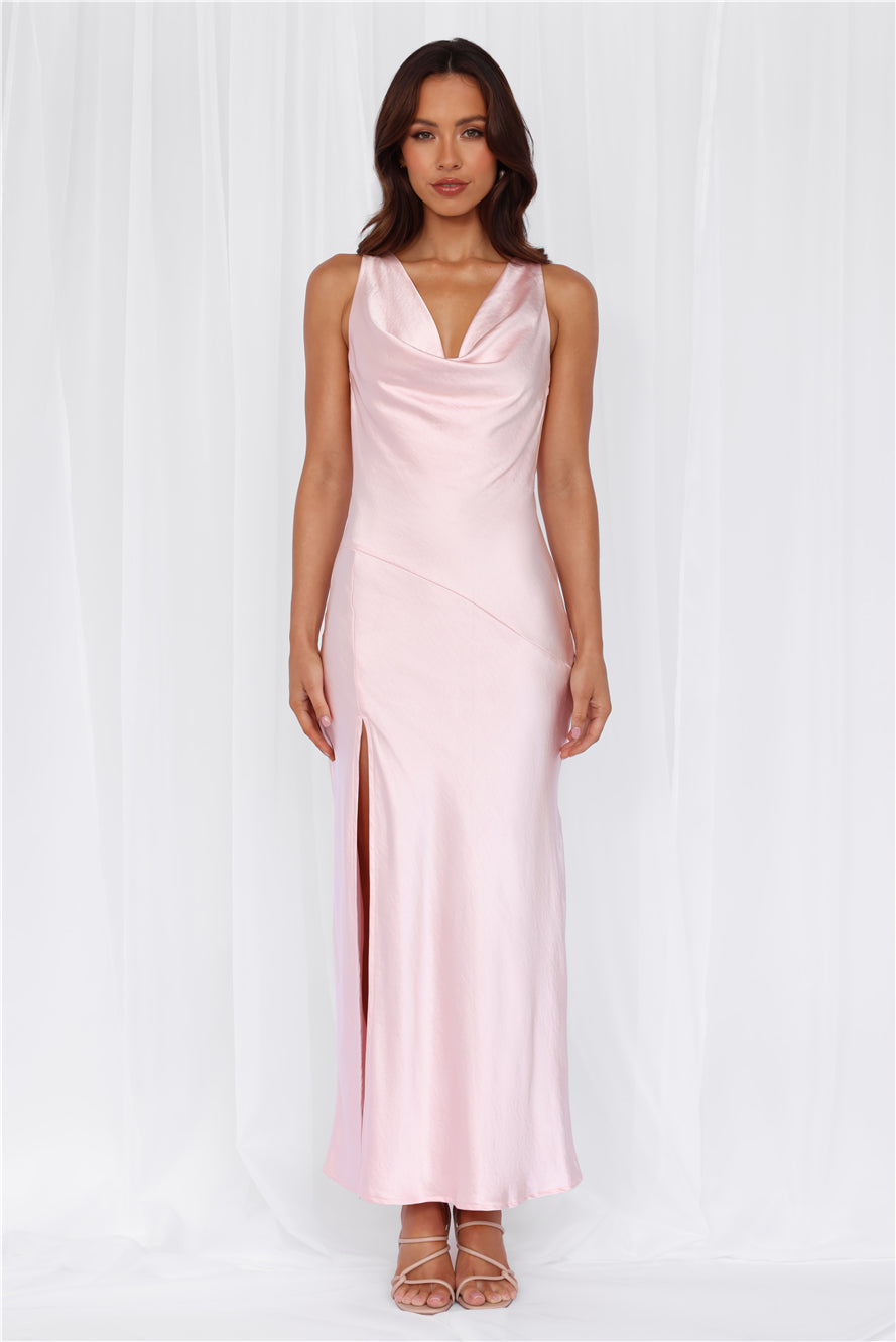 HELLO MOLLY The Loretta Cowl Satin Maxi Dress Pink