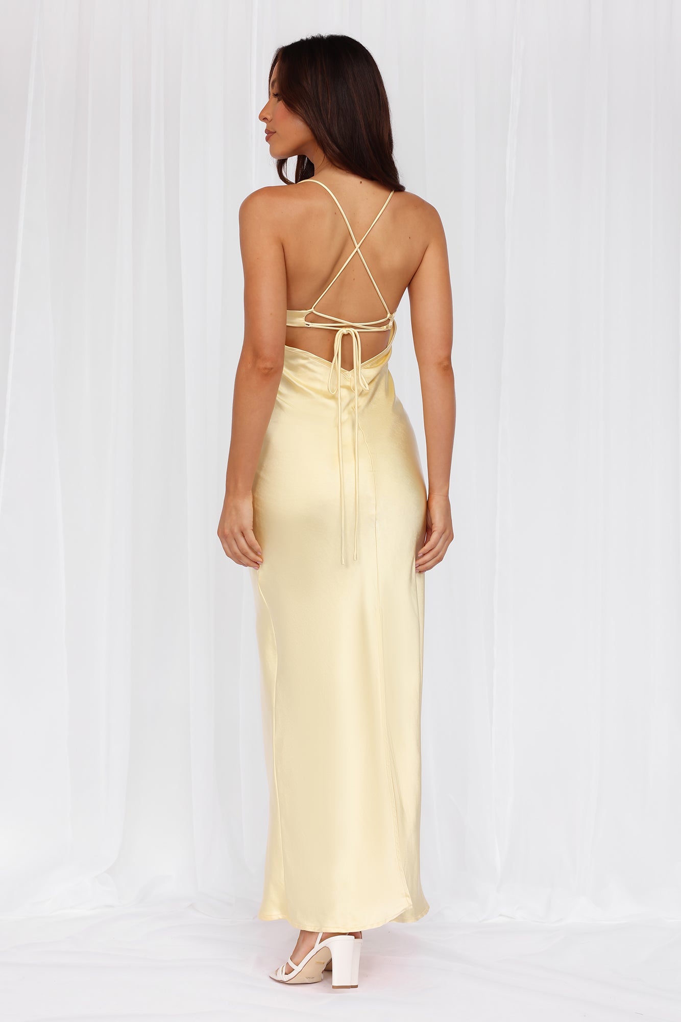 HELLO MOLLY The Samara Satin Maxi Dress Yellow