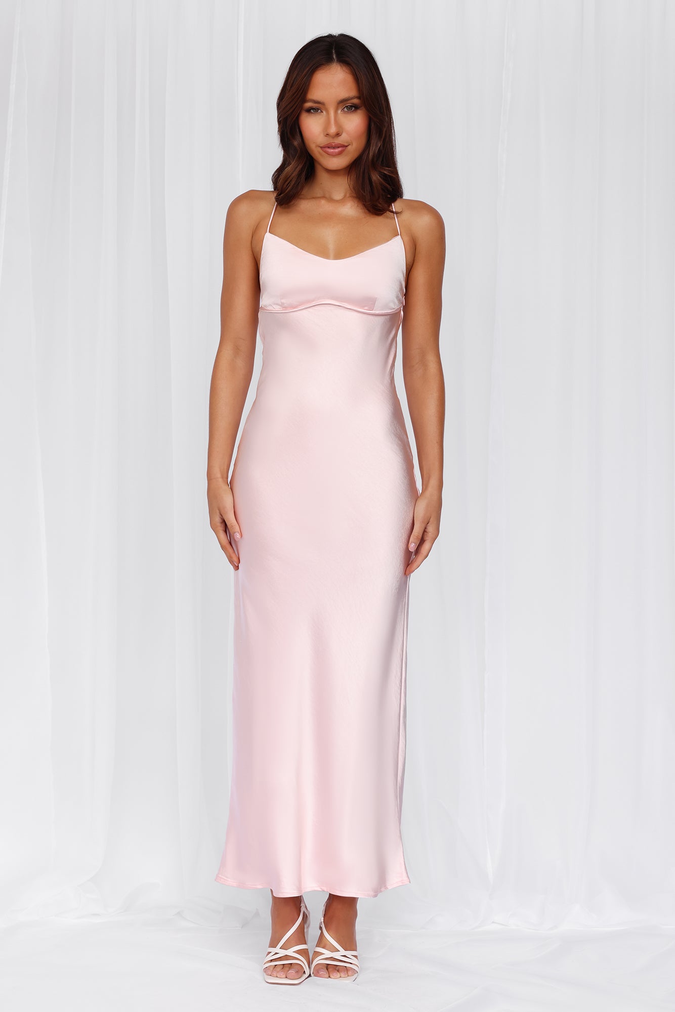 HELLO MOLLY The Samara Satin Maxi Dress Pink