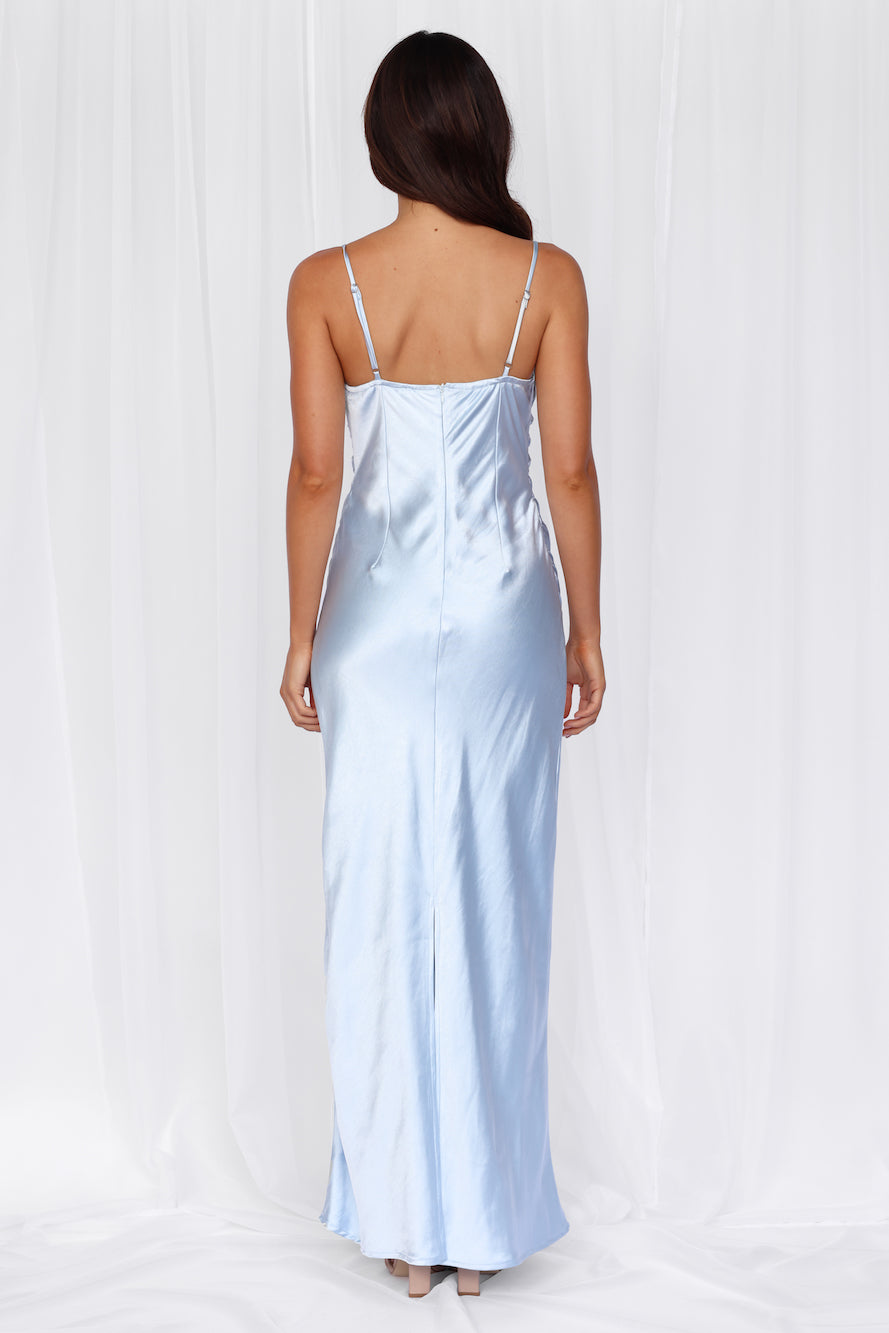 HELLO MOLLY The Madeline Cowl Satin Maxi Dress Blue