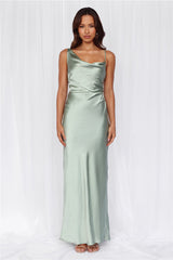 HELLO MOLLY The Madeline Cowl Satin Maxi Dress Sage