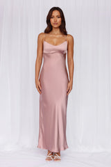 HELLO MOLLY The Samara Satin Maxi Dress Dusty Pink