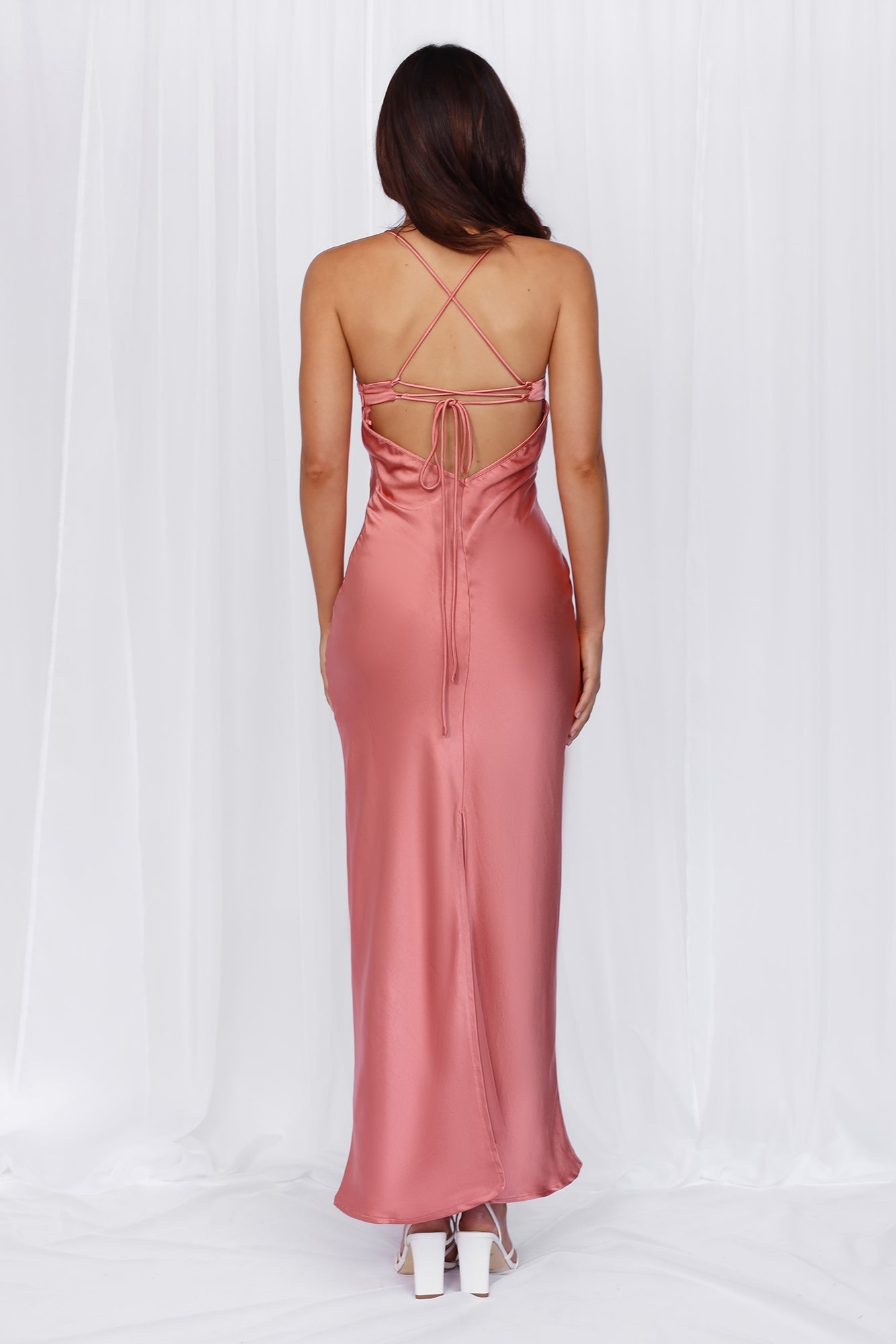 HELLO MOLLY The Samara Satin Maxi Dress Rose