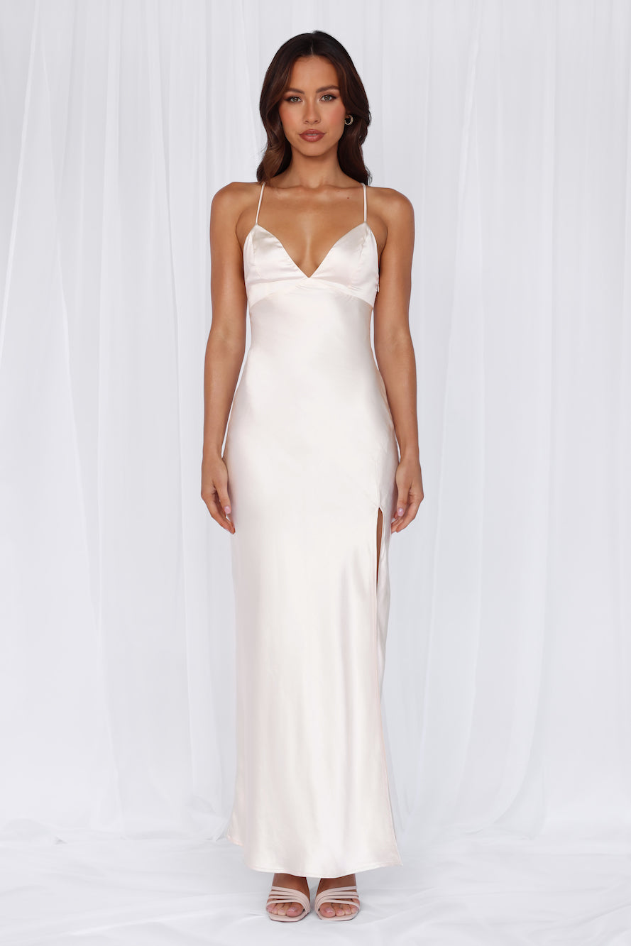 HELLO MOLLY The Sophia Satin Maxi Dress Pearl