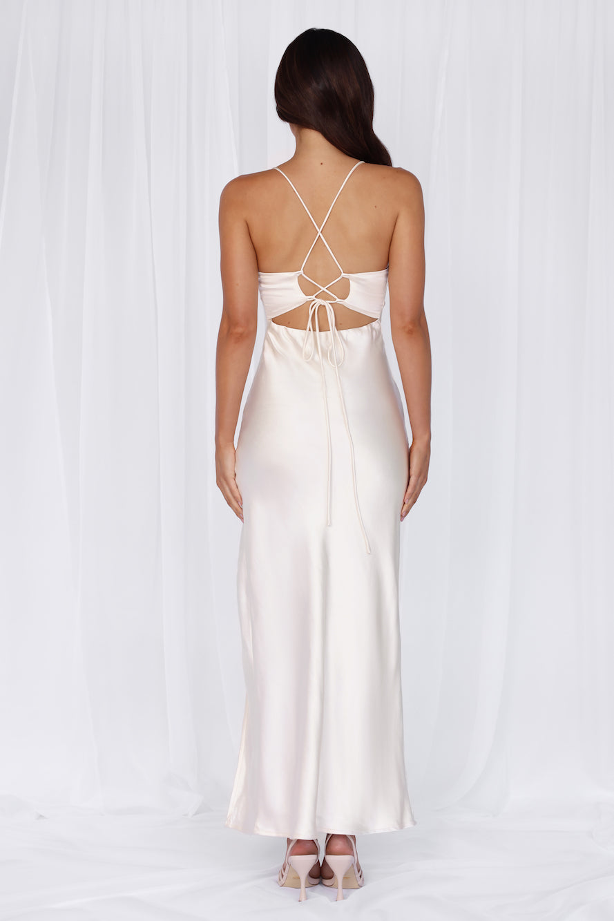 HELLO MOLLY The Sophia Satin Maxi Dress Pearl