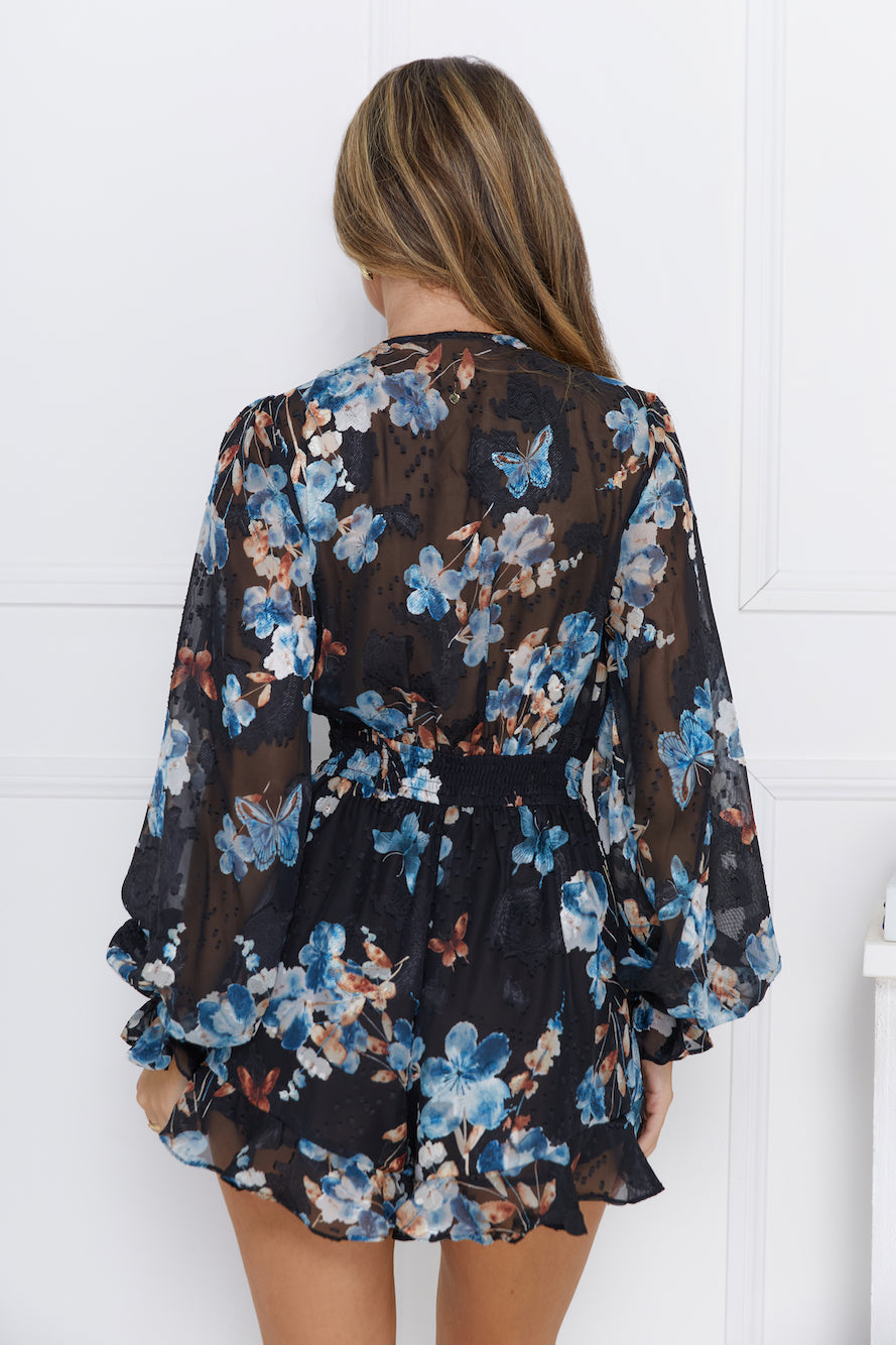 Exclusive Picks Long Sleeve Romper Black