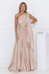 Evening Of Distinction One Shoulder Satin Maxi Dress Champagne