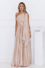 Evening Of Distinction One Shoulder Satin Maxi Dress Champagne