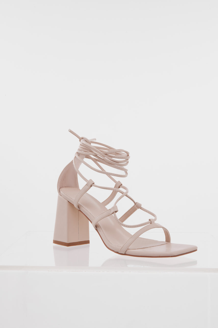 HELLO MOLLY Champagne Bars Heels Nude Nubuck