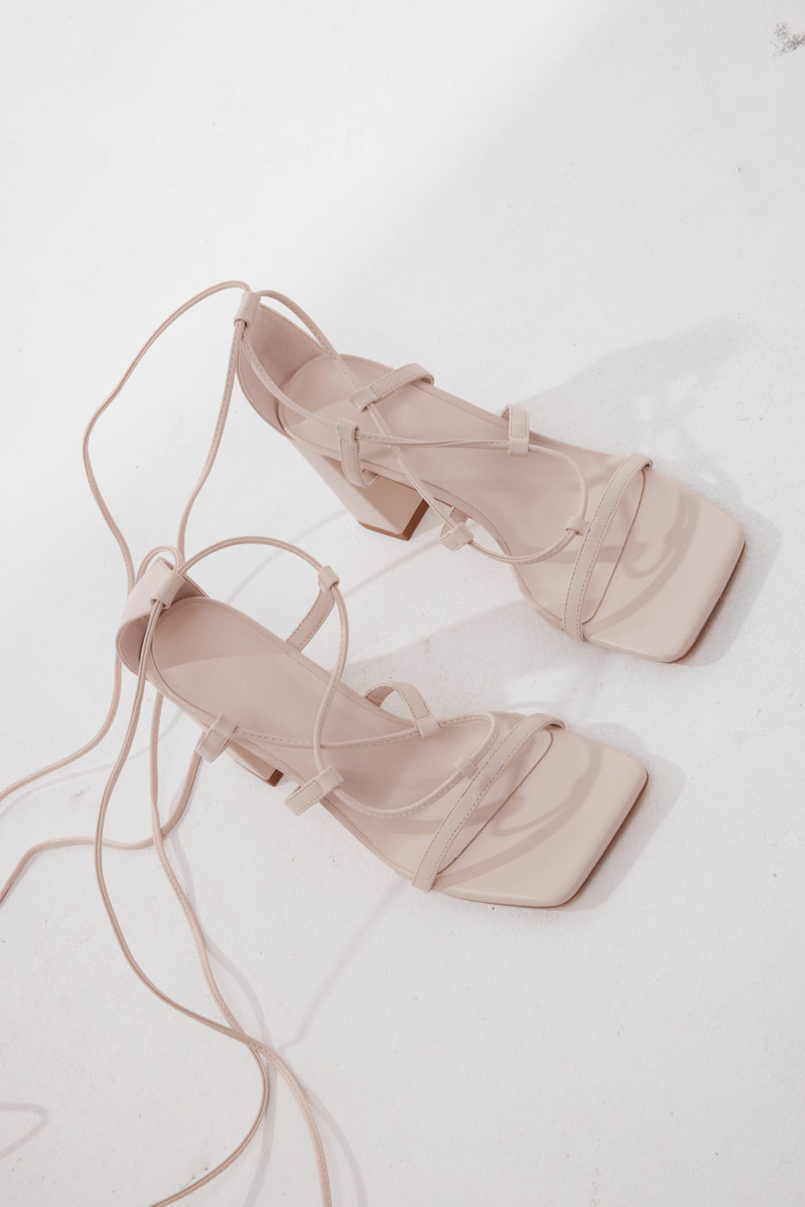 HELLO MOLLY Champagne Bars Heels Nude Nubuck
