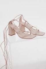 HELLO MOLLY Champagne Bars Heels Nude Nubuck