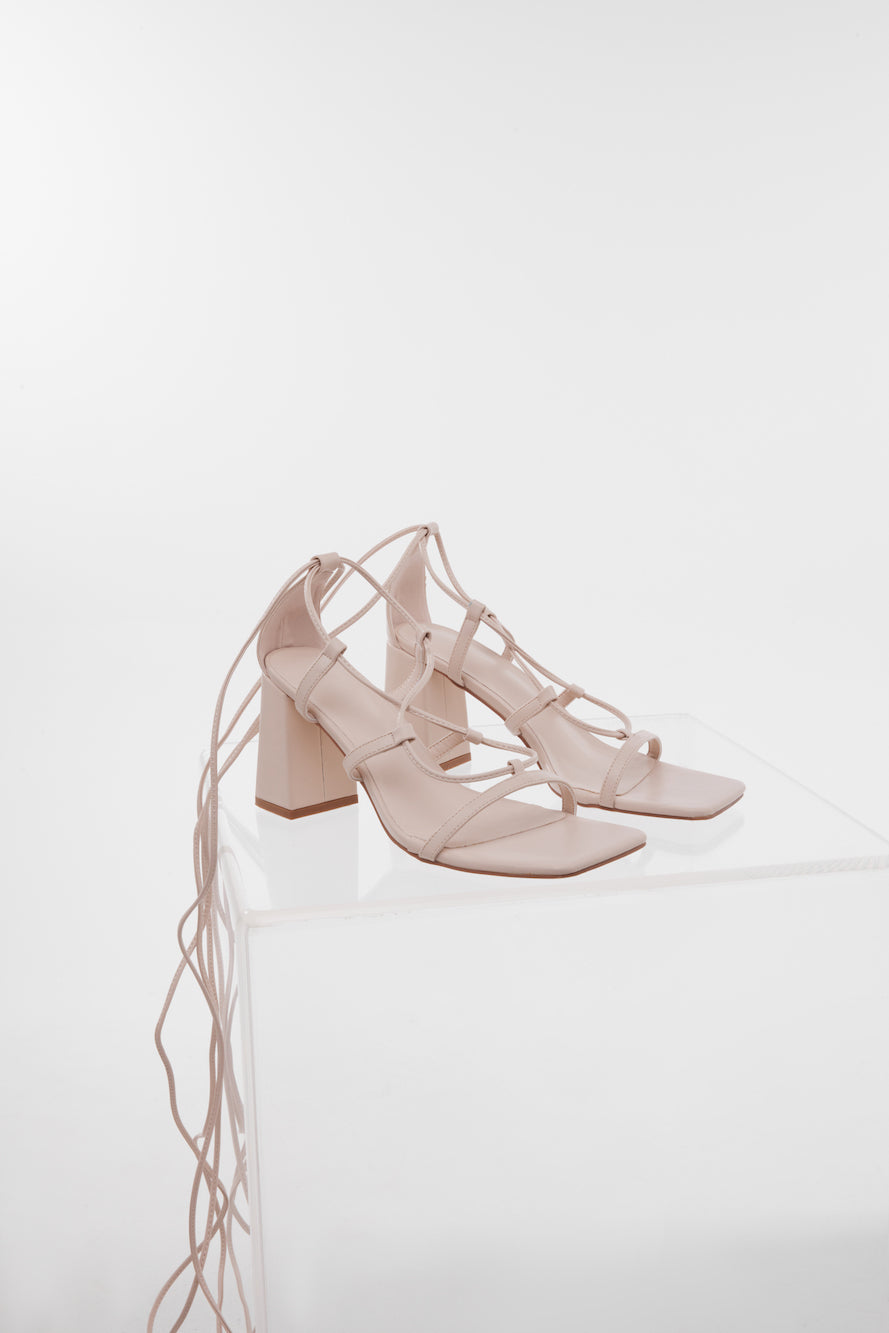 HELLO MOLLY Champagne Bars Heels Nude Nubuck