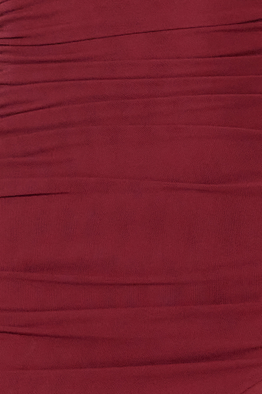 Luxe Girl Things Mesh Midi Dress Wine