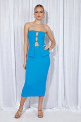Frozen Drinks Midi Skirt Blue