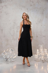 Like Fine Wine Halter Midi Dress Black