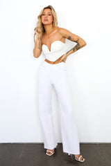 DNM High Rise Wide Leg Denim Jeans White