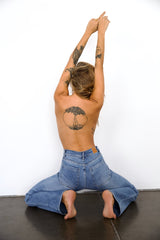 DNM High Rise Straight Leg Denim Jeans Mid Blue