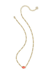 Elisa Gold Figaro Chain Short Pendant Necklace Coral Pink Mother Of Pearl