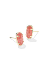 Grayson Gold Stone Stud Earrings Coral Pink Mother Of Pearl