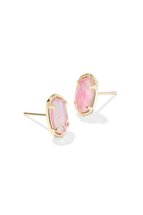 Grayson Gold Stone Stud Earrings Pink Iridescent Mother Of Pearl