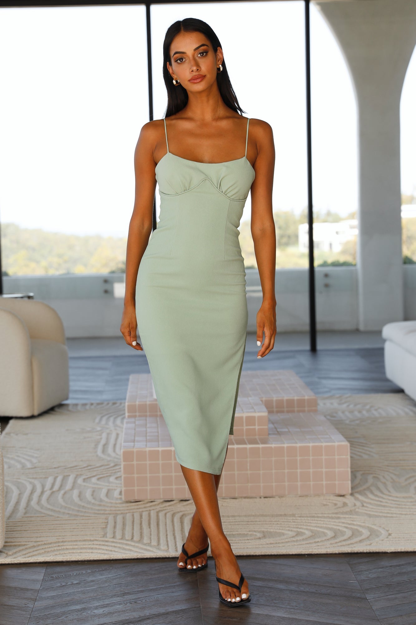 Get To Know Ya Midi Dress Sage