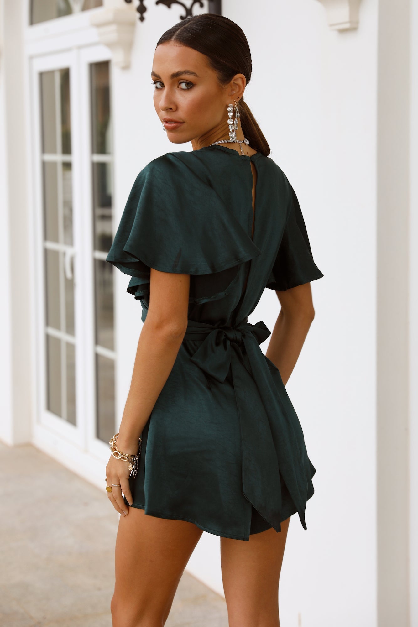 Liquid Grace Romper Forest Green
