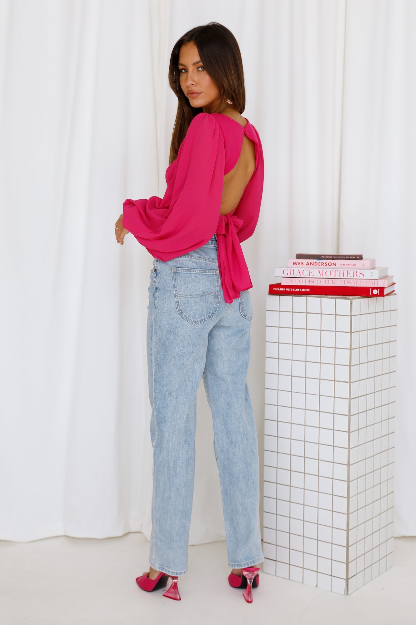 High Straight Leg Denim Jeans Frost Blue