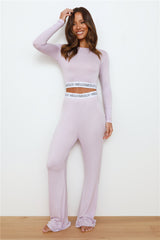 HELLO MOLLY Sweet Dreams Pyjama Long Sleeve Crop Top Lilac