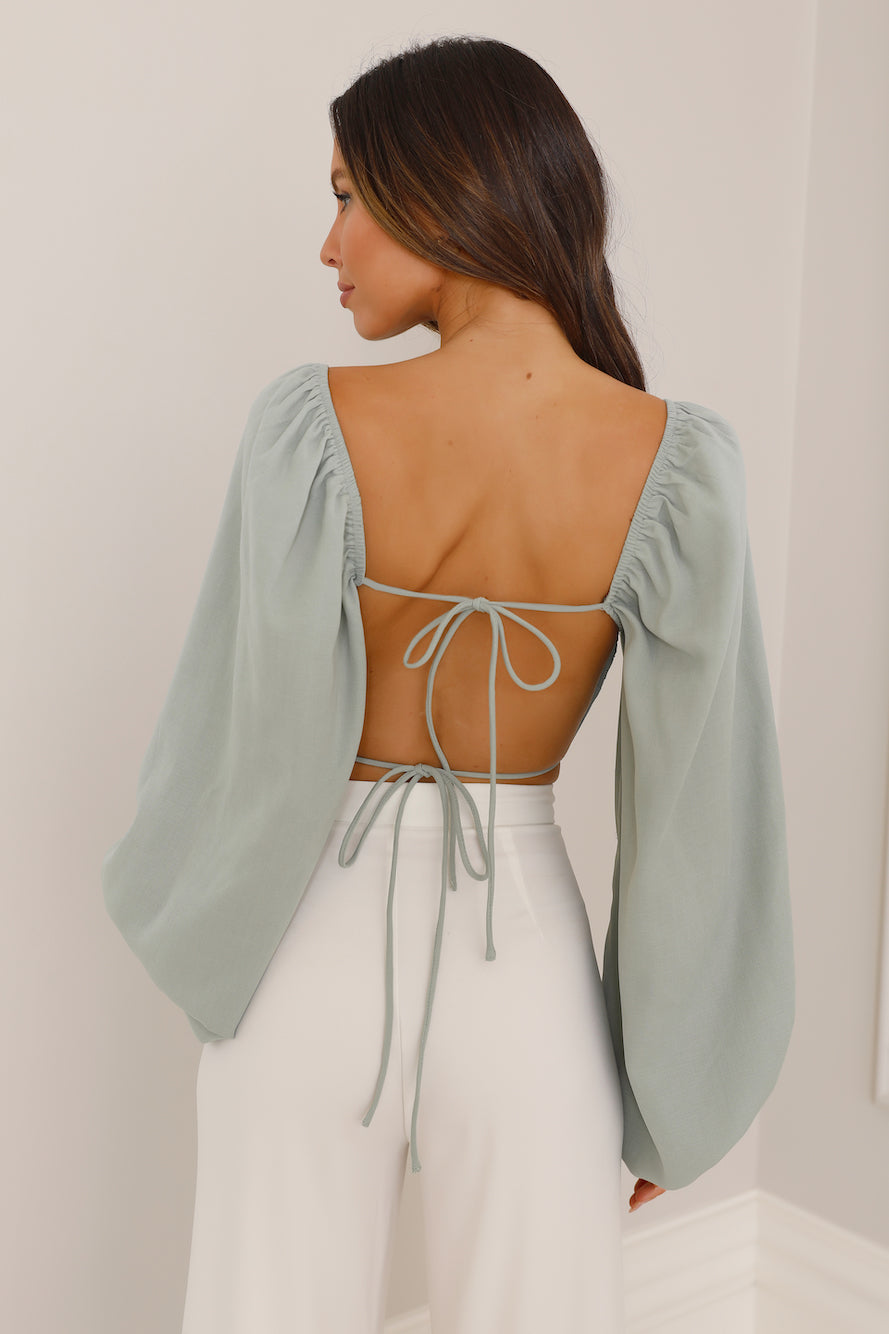 Everywhere And Beyond Crop Top Sage