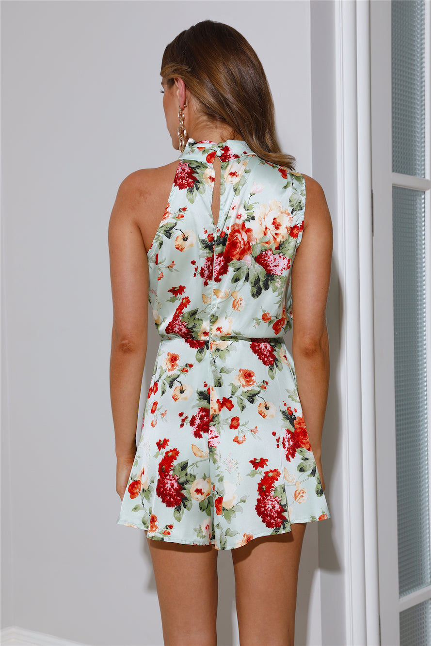 On Film Satin Romper Sage