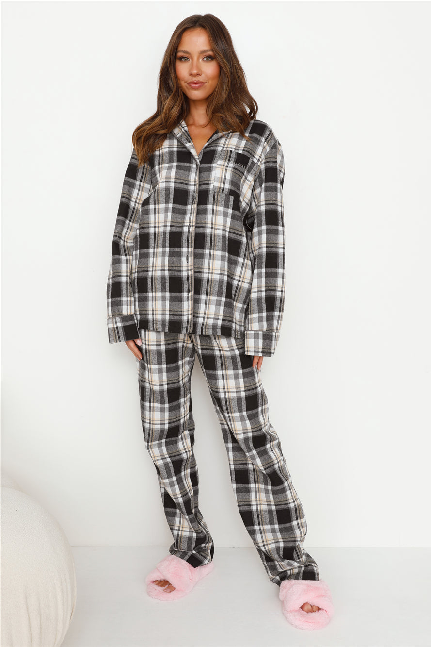 HELLO MOLLY Dreamland Flannelette Pyjama Pants Unisex Grey Check