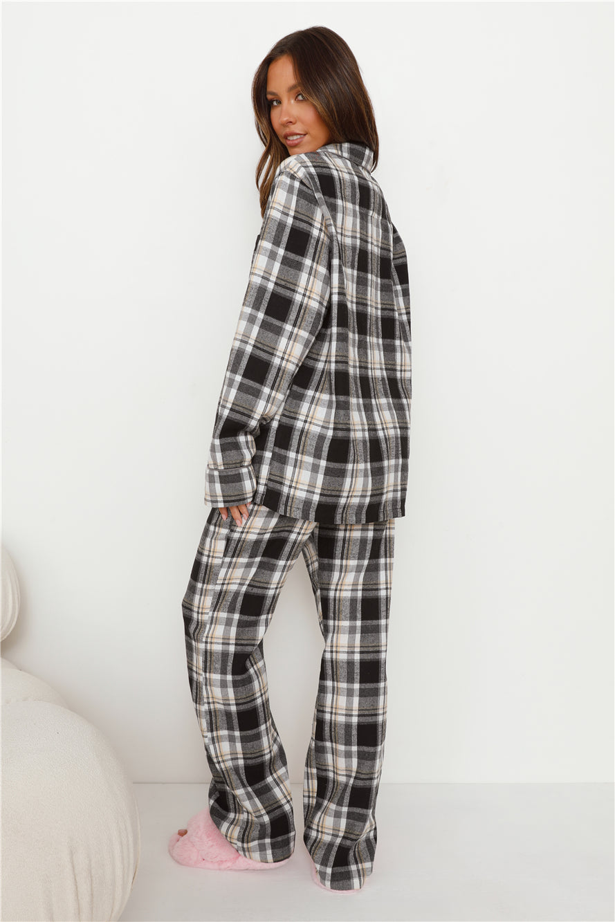 HELLO MOLLY Dreamland Flannelette Pyjama Pants Unisex Grey Check