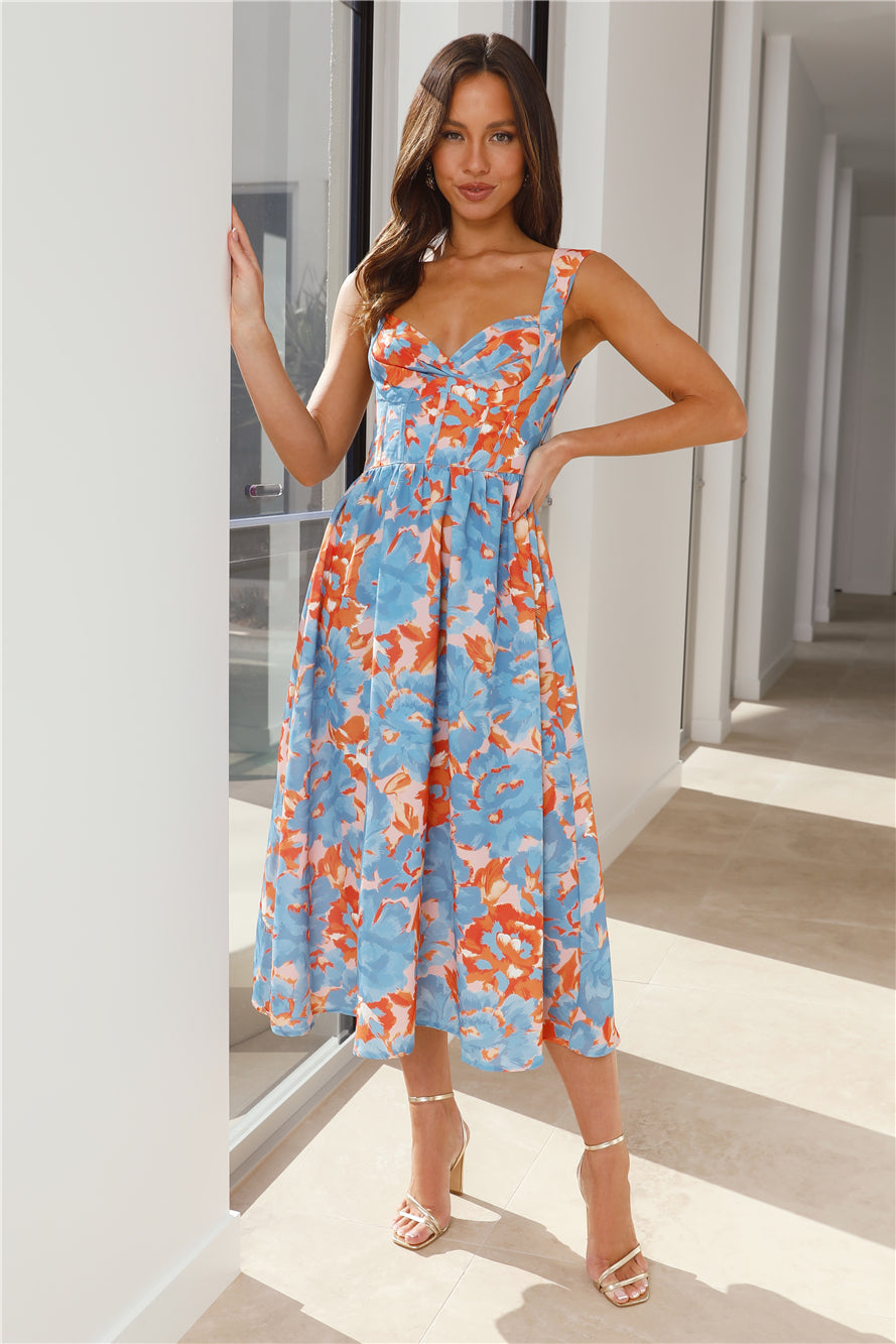 Magic In The Air Midi Dress Blue