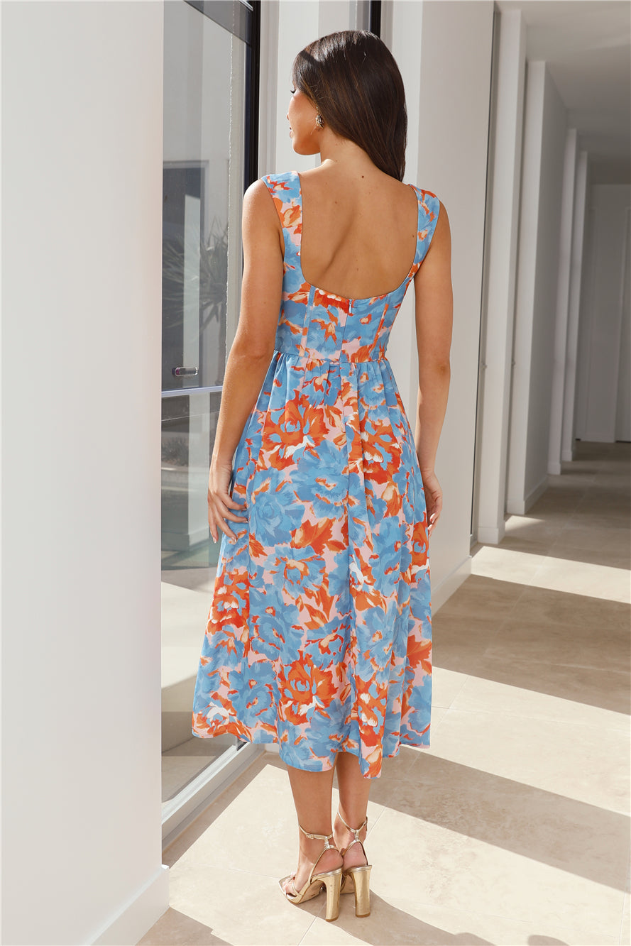 Magic In The Air Midi Dress Blue