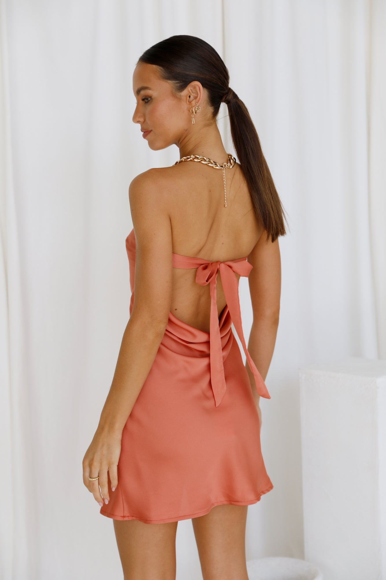 Love Me Baby Satin Dress Orange