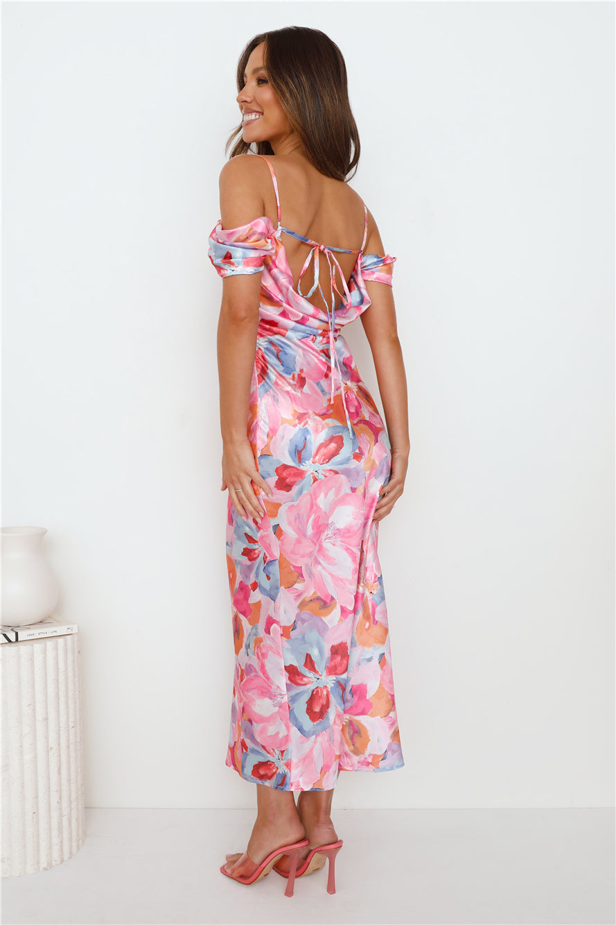 It's Always Her Satin Maxi Dress Pink