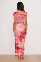 Festival Energy Mesh Maxi Skirt Orange