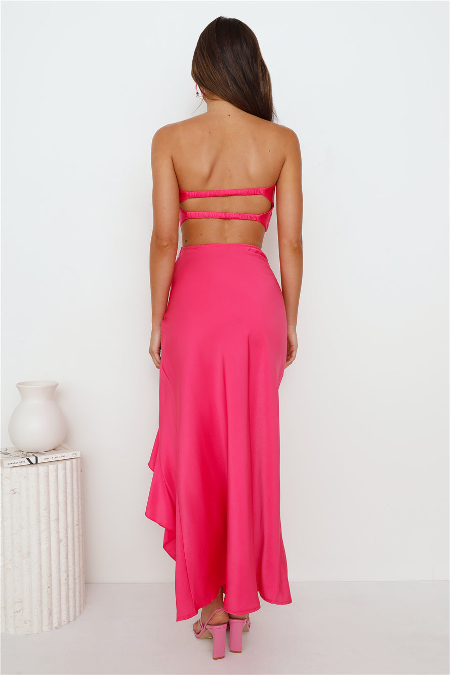 Diary Of Secrets Satin Strapless Crop Top Pink