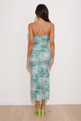 Brunch In London Mesh Midi Dress Green